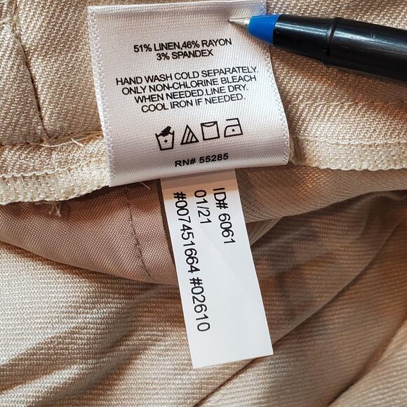 Express Women's Size M NWT High Waisted Linen Blend Pull On Ankle Pants Beige - Picture 11 of 11